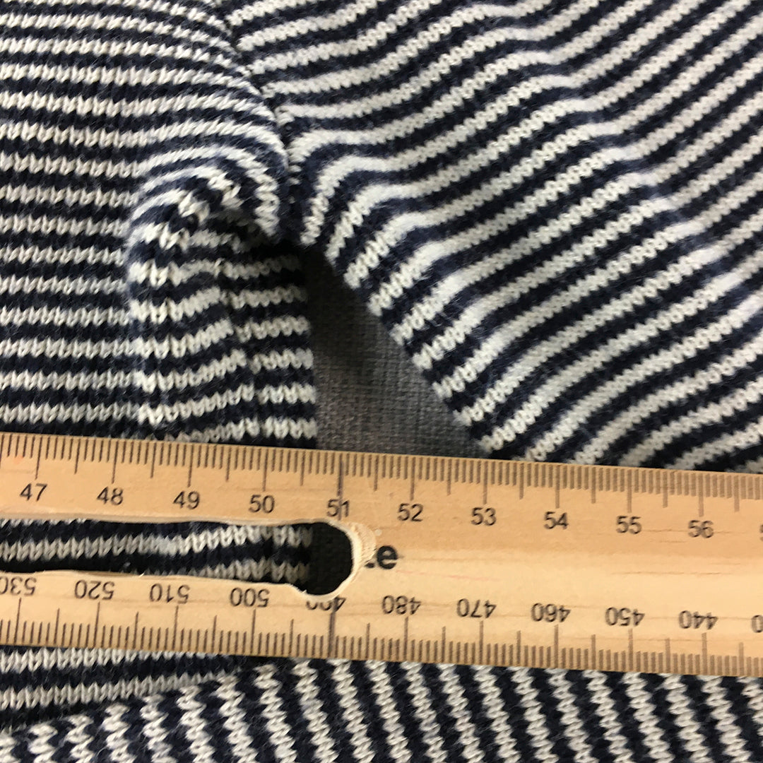 Stray Mens Knit Sweater Size S Blue White Striped Crew Neck Pullover Jumper