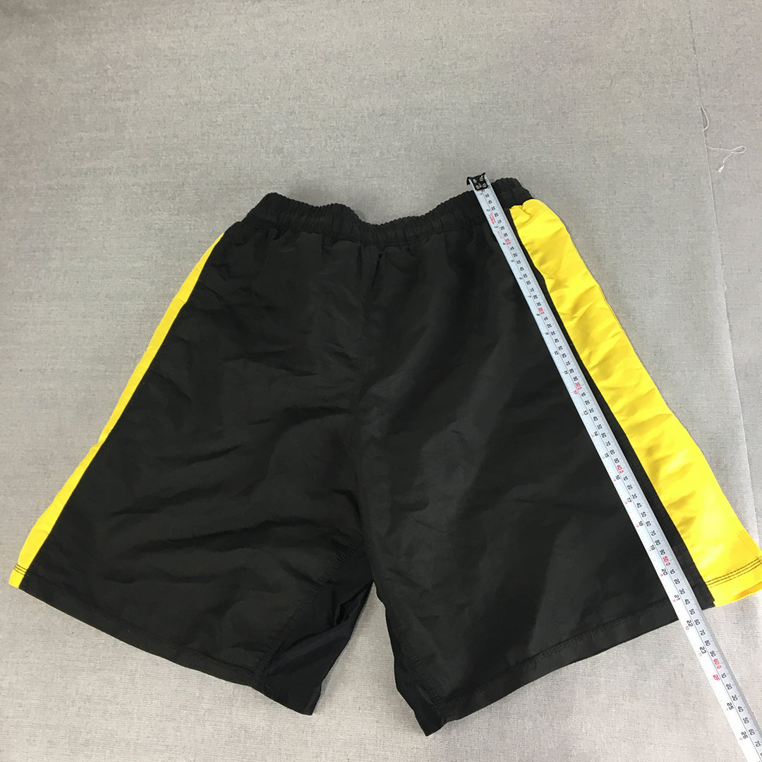 IMC Fighting Shorts Size M Black Yellow MMA Martial Arts Karate Drawstring