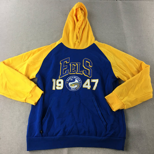 Parramatta Eels Mens Hoodie Sweater Size XL Blue Yellow NRL Pullover Jumper