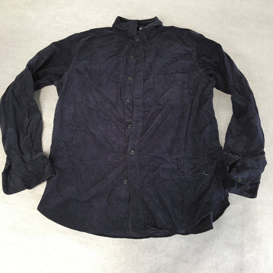 Uniqlo Mens Corduroy Shirt Size S Navy Blue Button-Up Long Sleeve Collared