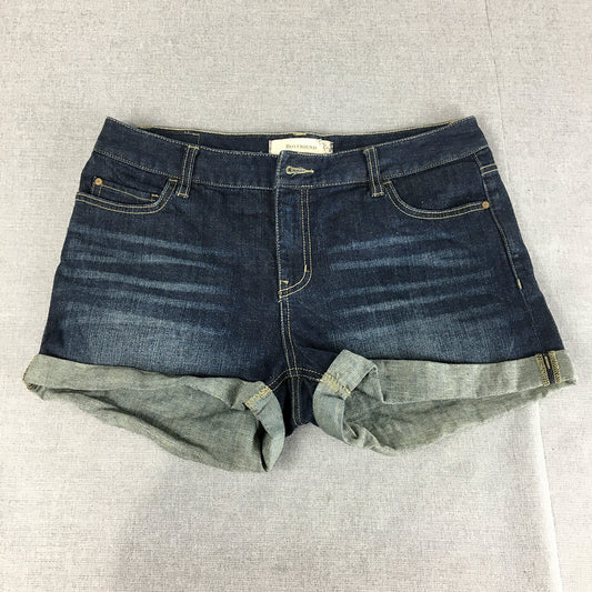 Boyfriend Womens Denim Shorts Size 12 Blue Stretch Pockets