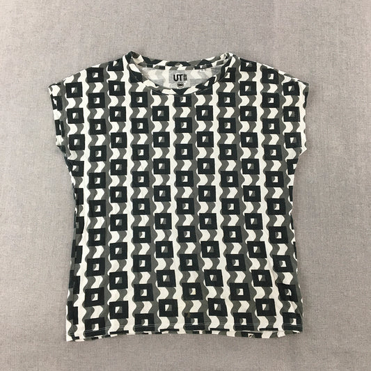 Uniqlo UT x Sou Sou Kyoto Womens Top Size S White Black Geometric Shirt