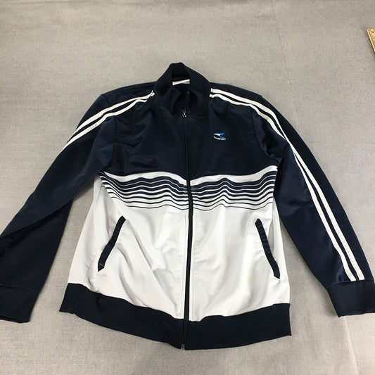 Maxsport Mens Track Jacket Size L Blue White Striped Zip-Up Coat