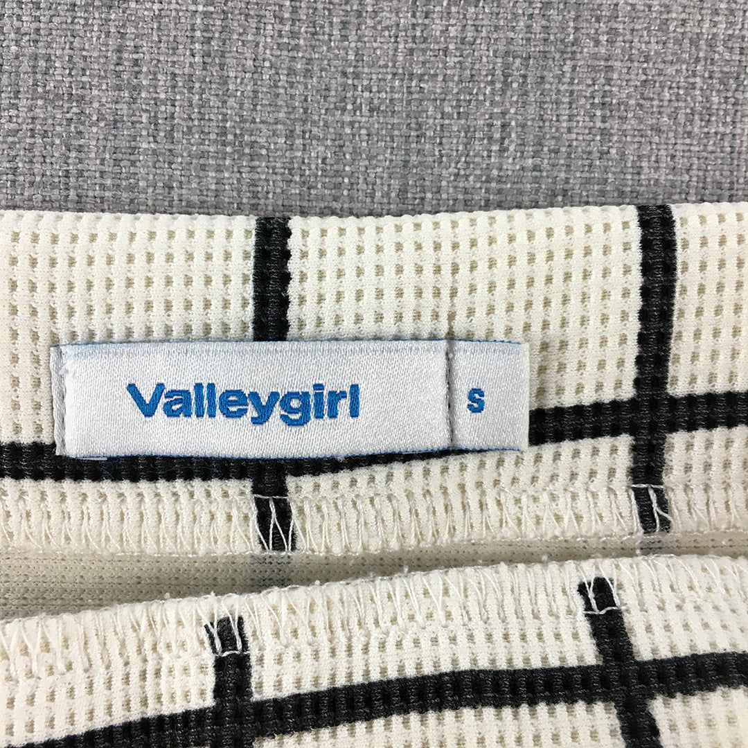 Valleygirl Womens Pencil Skirt Size S White Checkered Straight Midi