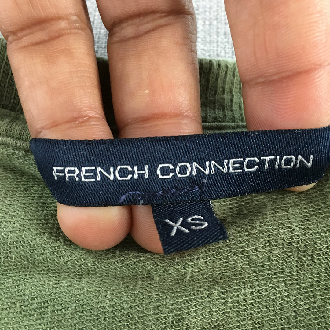 French Connection Womens Top Size XS Green Short Sleeve Crew Neck Knit Shirt