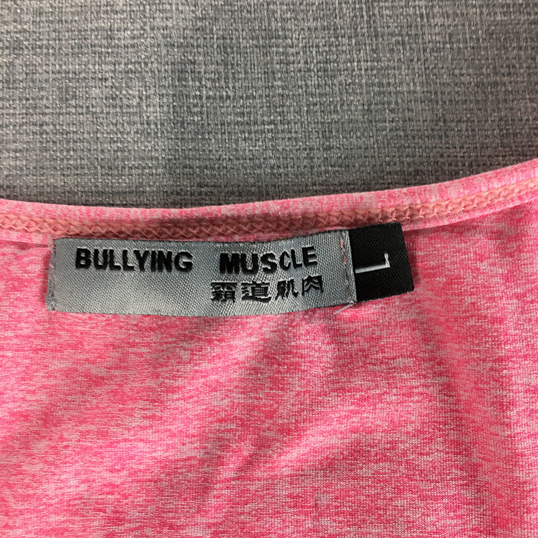 Bullying Muscle Womens Tank Top Size L Pink Sleeveless Activewear Gym Shirt