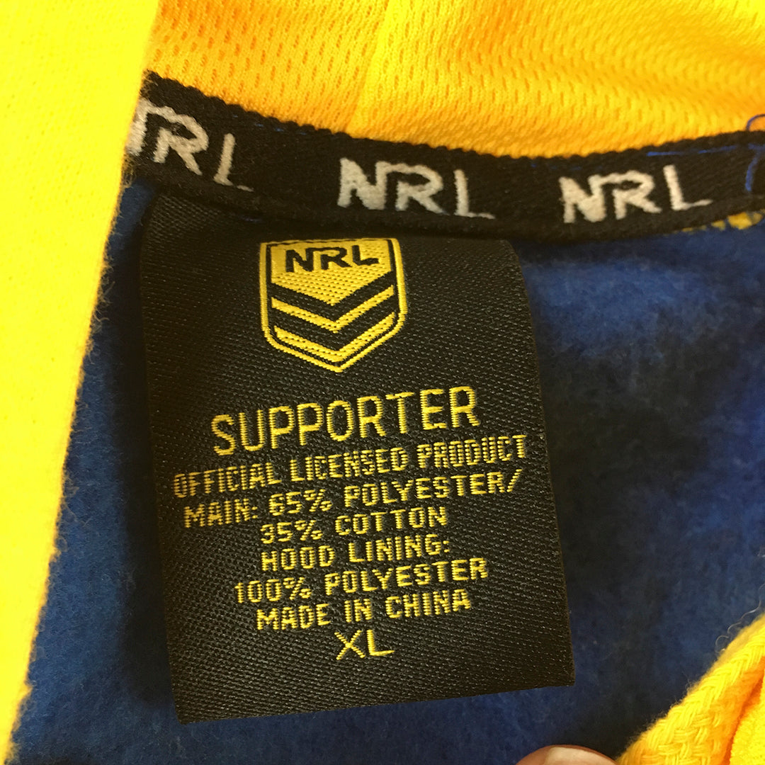 Parramatta Eels Mens Hoodie Sweater Size XL Blue Yellow NRL Pullover Jumper