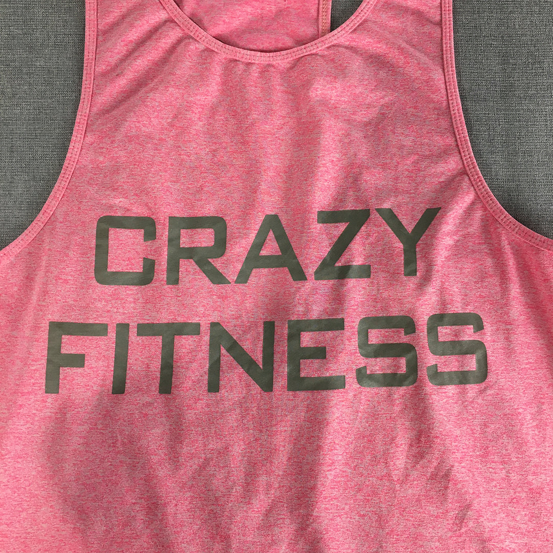 Bullying Muscle Womens Tank Top Size L Pink Sleeveless Activewear Gym Shirt