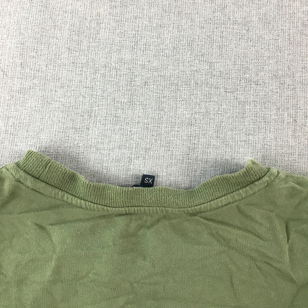 French Connection Womens Top Size XS Green Short Sleeve Crew Neck Knit Shirt