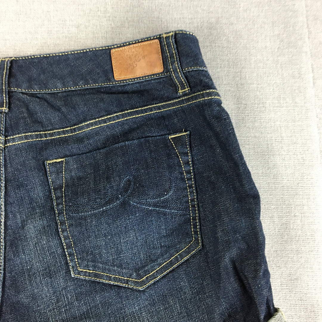 Boyfriend Womens Denim Shorts Size 12 Blue Stretch Pockets