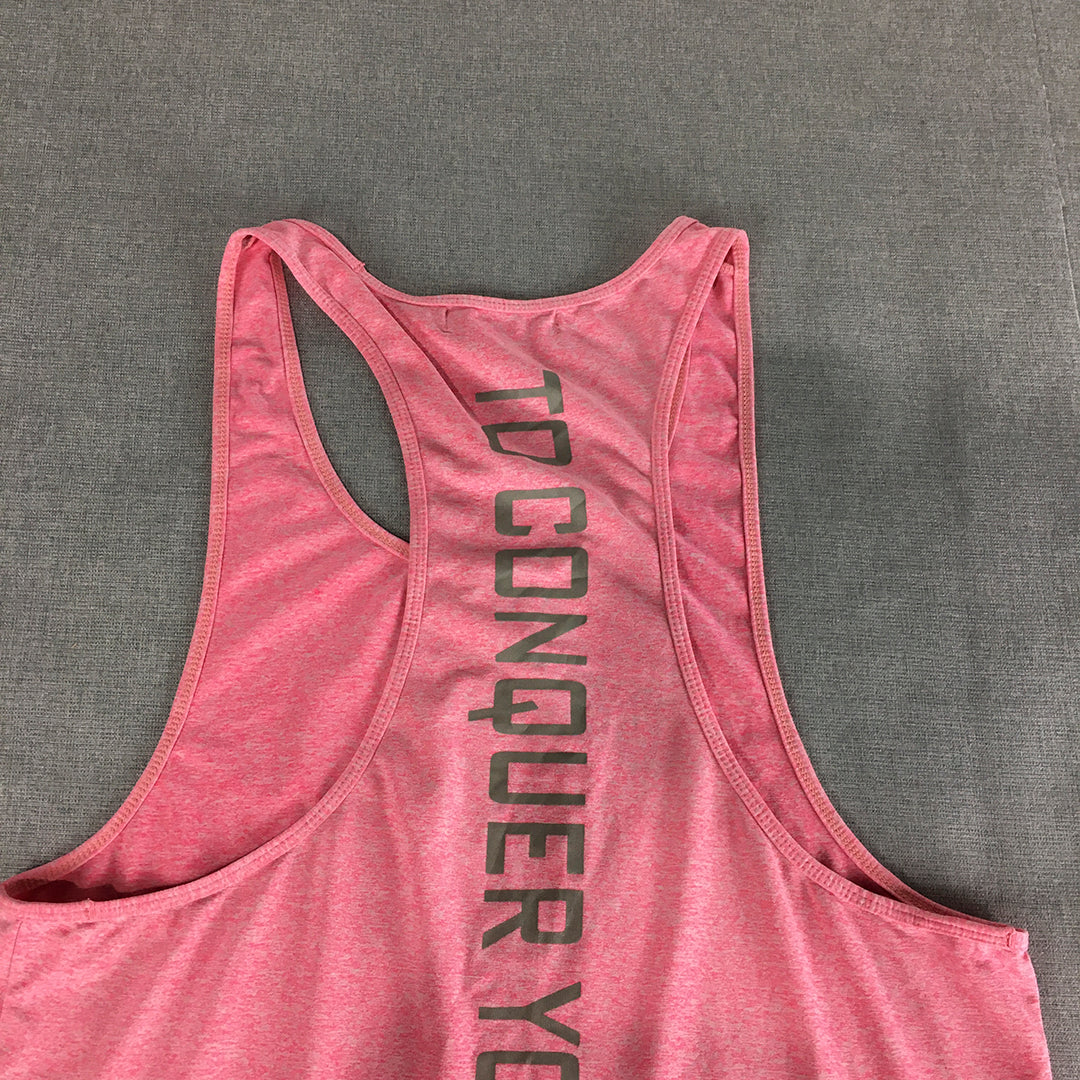 Bullying Muscle Womens Tank Top Size L Pink Sleeveless Activewear Gym Shirt