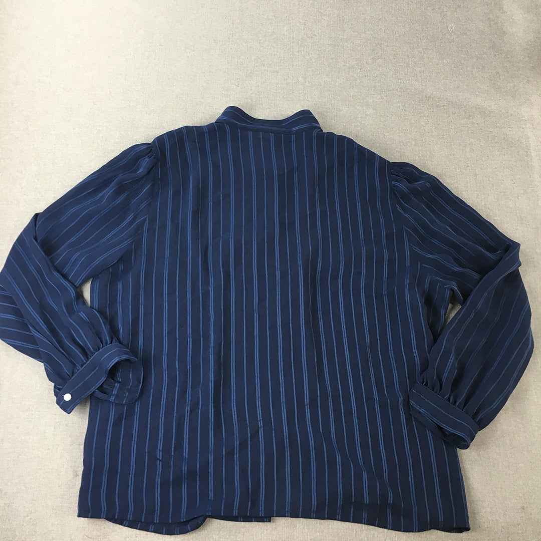 Rolf Kramer Womens Shirt Size 2XL Blue Striped Long Sleeve Button-Up