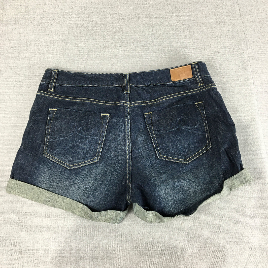 Boyfriend Womens Denim Shorts Size 12 Blue Stretch Pockets