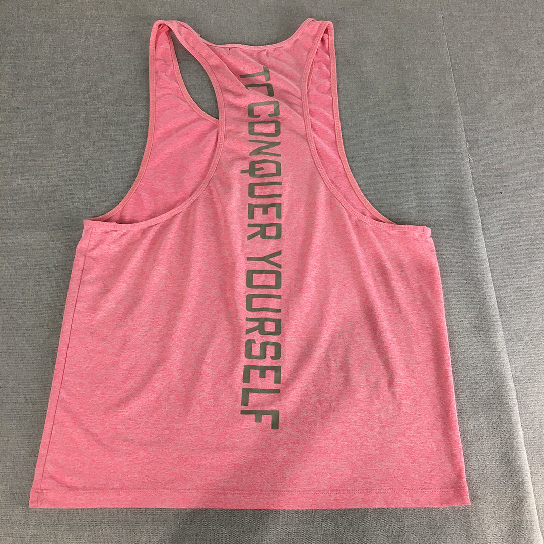 Bullying Muscle Womens Tank Top Size L Pink Sleeveless Activewear Gym Shirt