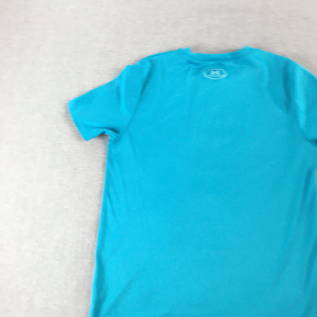 Under Armour Kids Boys T-Shirt Youth Size L Blue Short Sleeve Logo Top