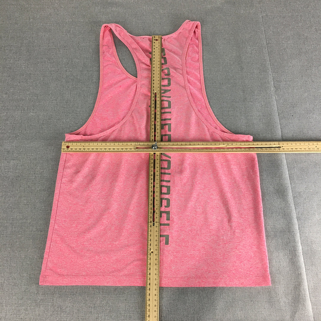 Bullying Muscle Womens Tank Top Size L Pink Sleeveless Activewear Gym Shirt