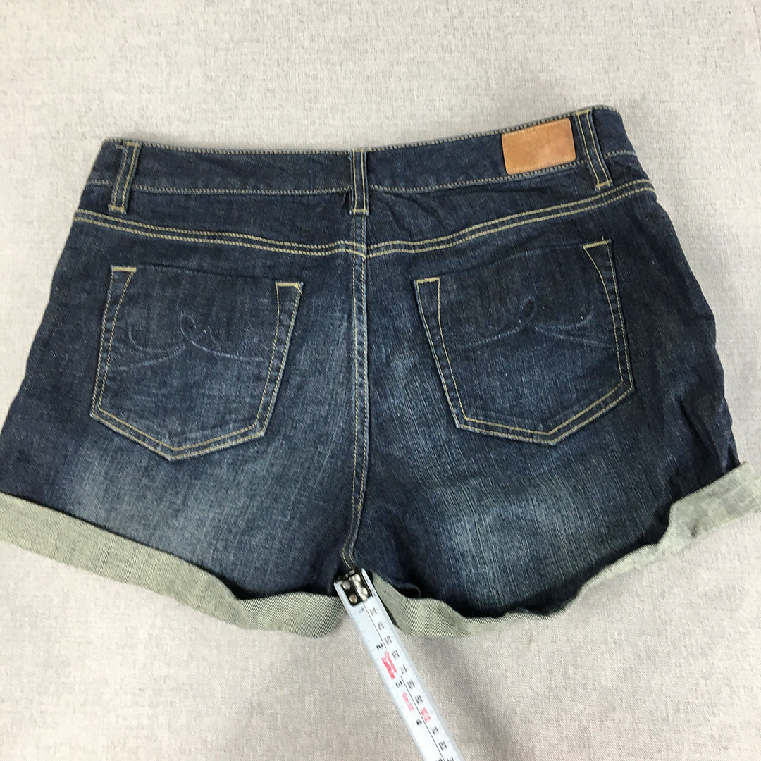 Boyfriend Womens Denim Shorts Size 12 Blue Stretch Pockets