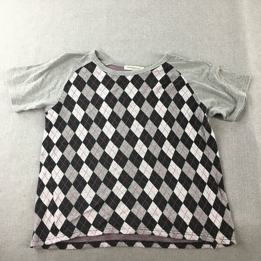 Otarie Designed Wear Womens Knit Top Size L Grey Black Diamond Argyle Japan