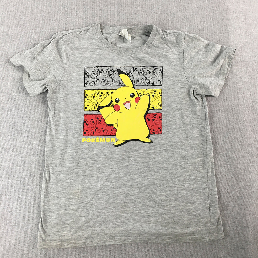 Pokemon Pikachu Kids Boys T-Shirt Size 12 Grey Short Sleeve Top