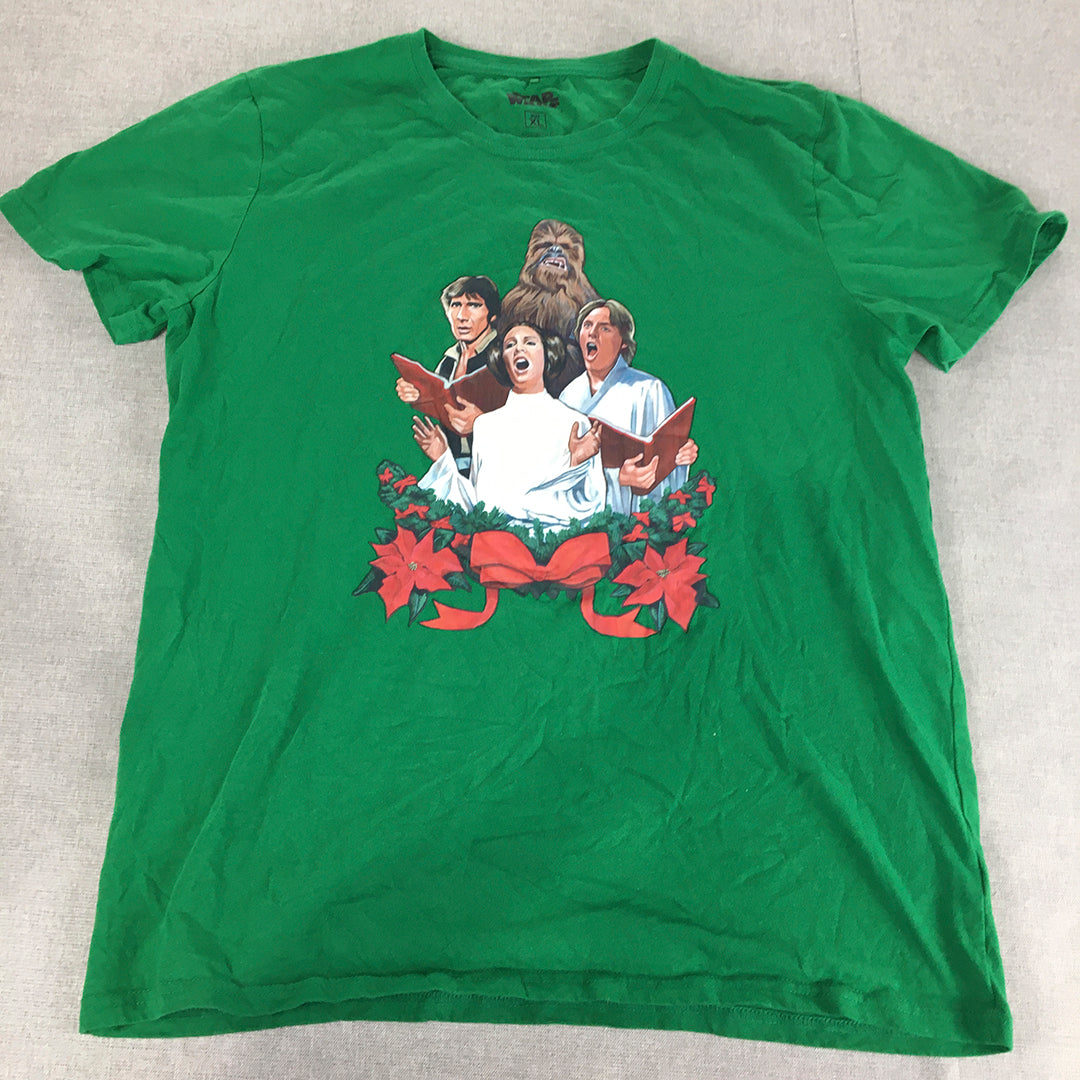 Star Wars T-Shirt Adult Size XL Green Christmas Carols Short Sleeve Tee