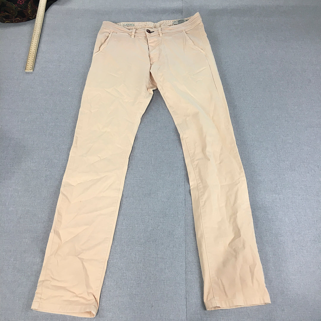 Jack & Jones Mens Chino Pants Size 30 (W30 x L32) Pink Stretch Slim Fit