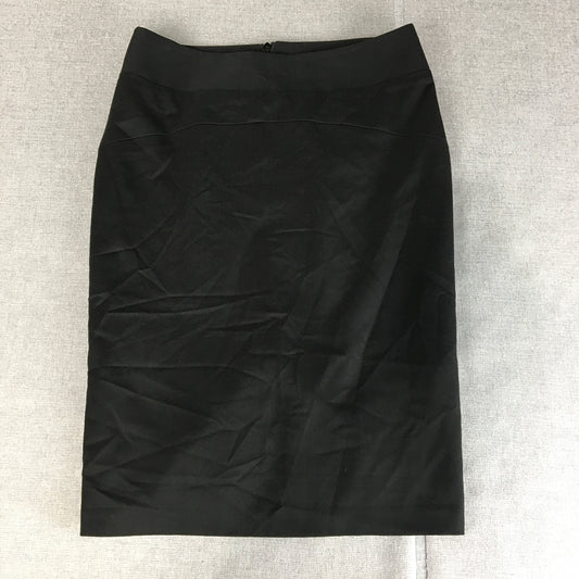 Cue Womens Midi Skirt Size 6 Black Pencil Straight