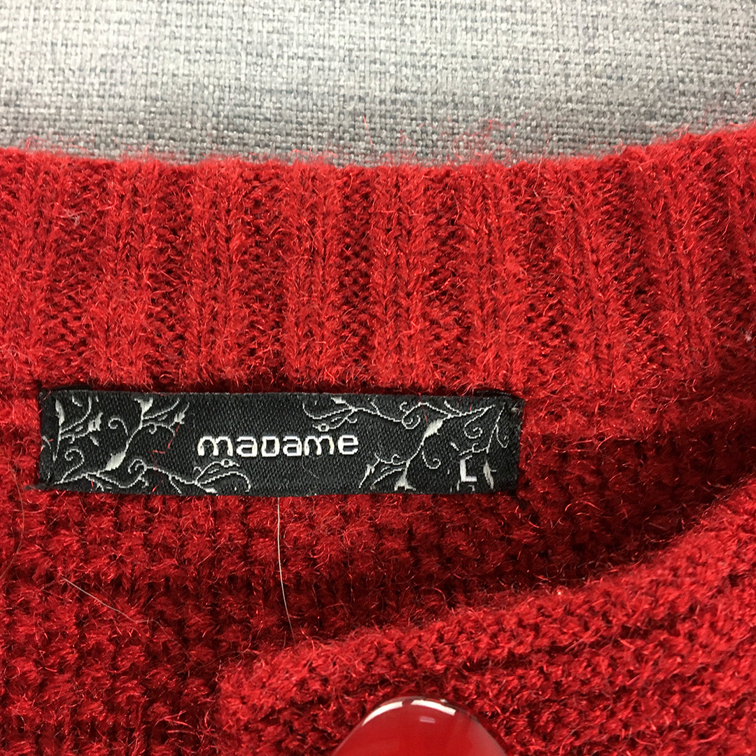 Madame Womens Cardigan Size L Red Button Knit