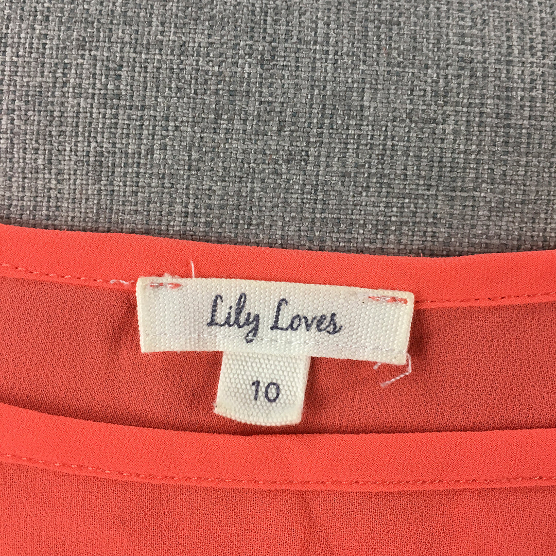 Lily Loves Womens Oversized Top Size 10 Coral Pink Sleeveless