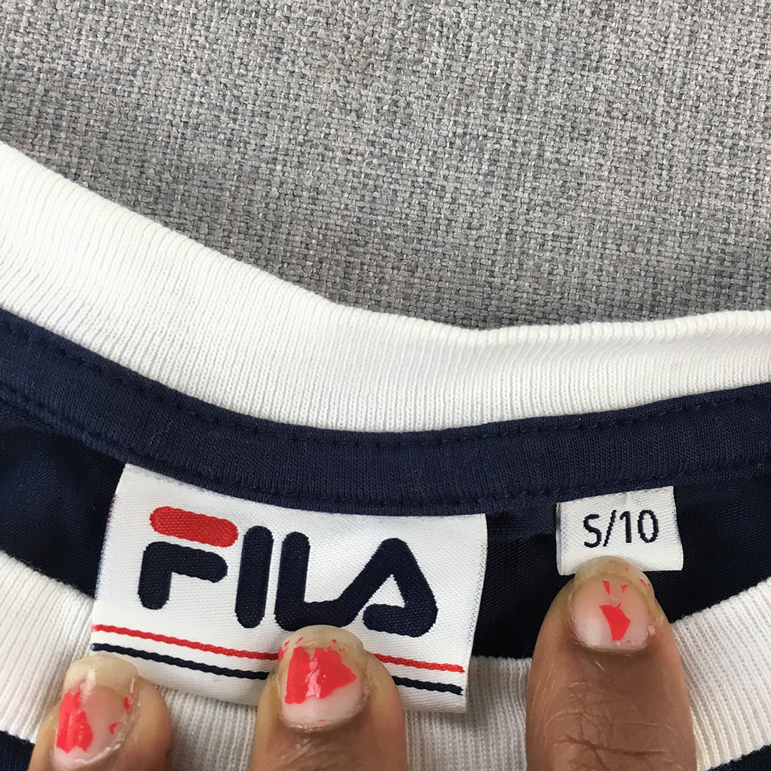 FILA Womens Cropped T-Shirt Size S Navy Blue Logo Short Sleeve Top