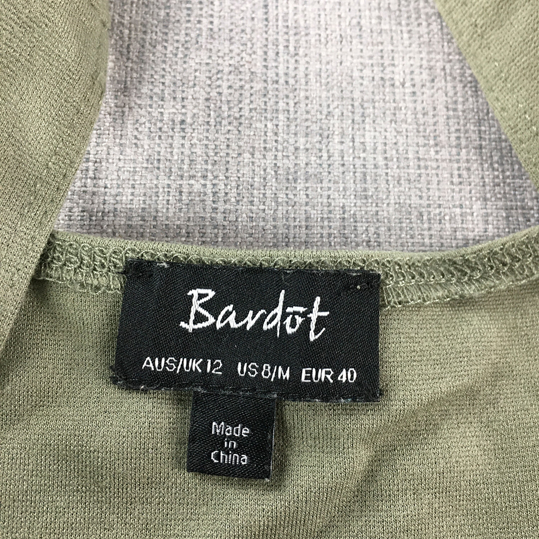 Bardot Womens Mini Dress Size 12 Khaki Green Stretch Fabric