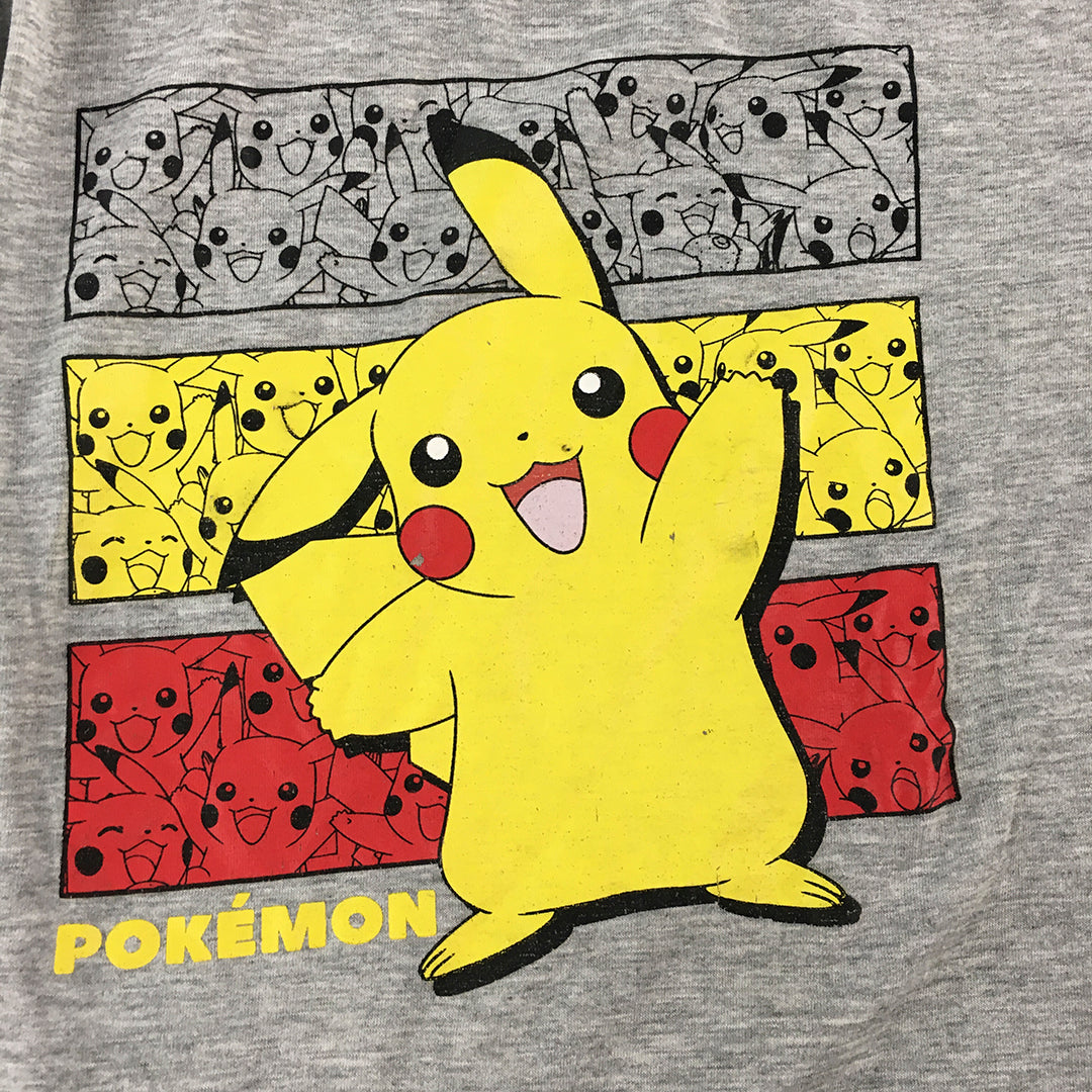 Pokemon Pikachu Kids Boys T-Shirt Size 12 Grey Short Sleeve Top