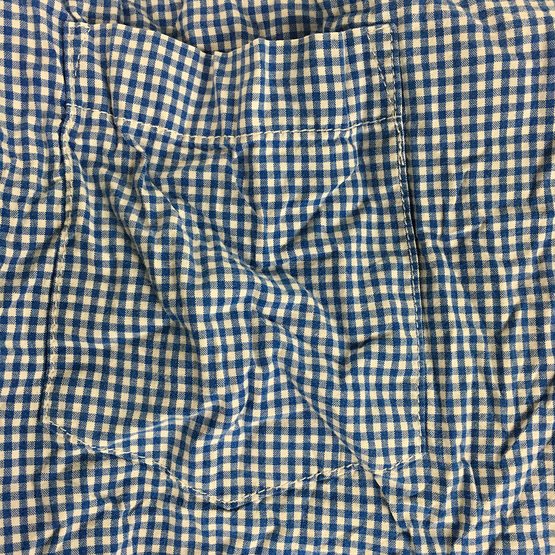 Merona Mens Shirt Size L Blue Checkered Long Sleeve Button-Up Pocket