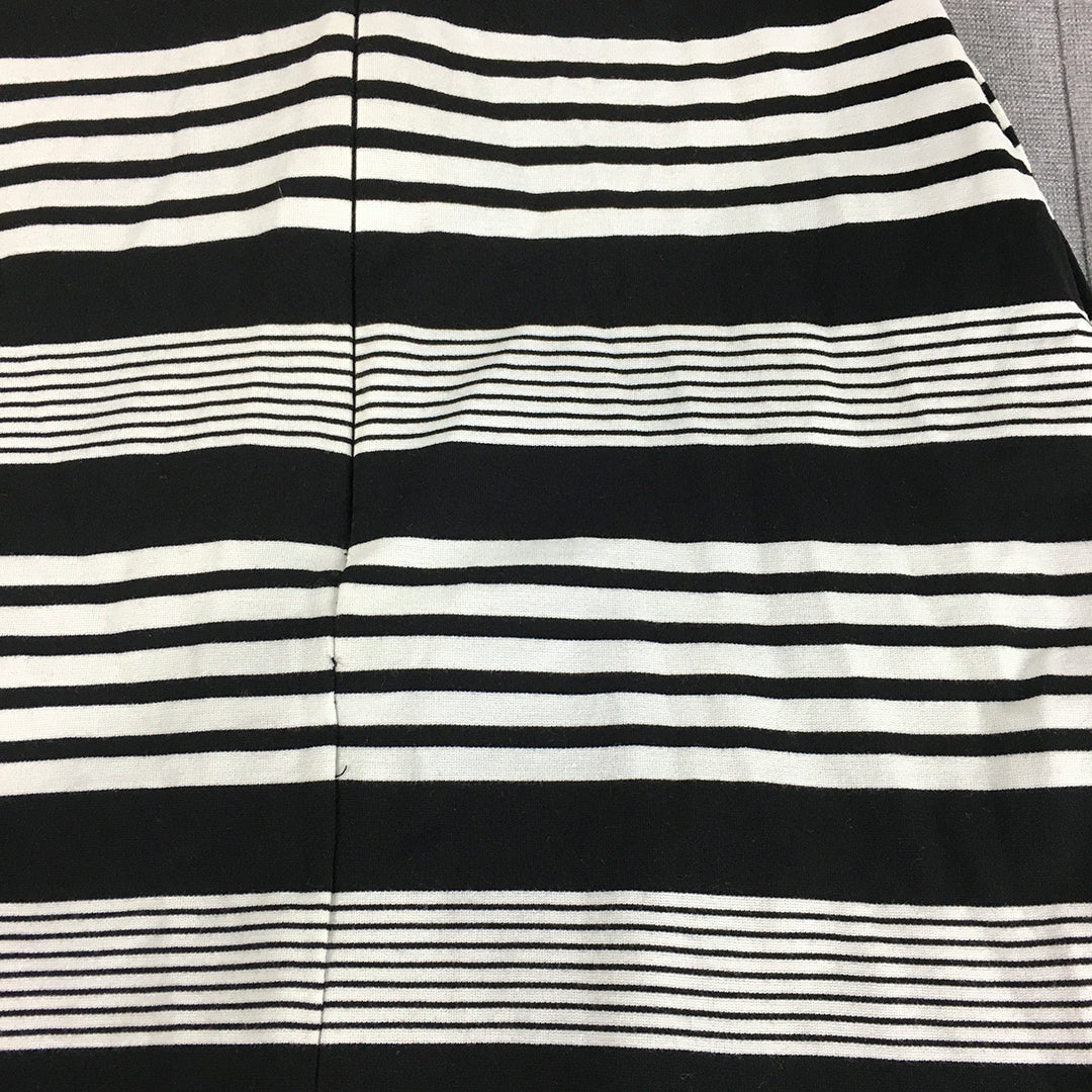 Forever New Womens Pencil Dress Size 10 Black White Striped Mini Stretch