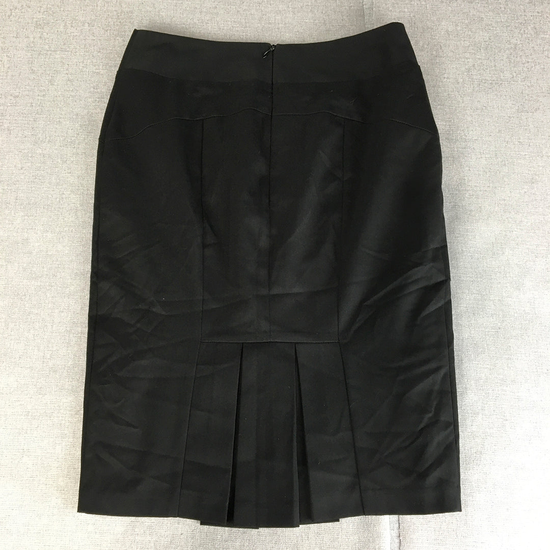 Cue Womens Midi Skirt Size 6 Black Pencil Straight