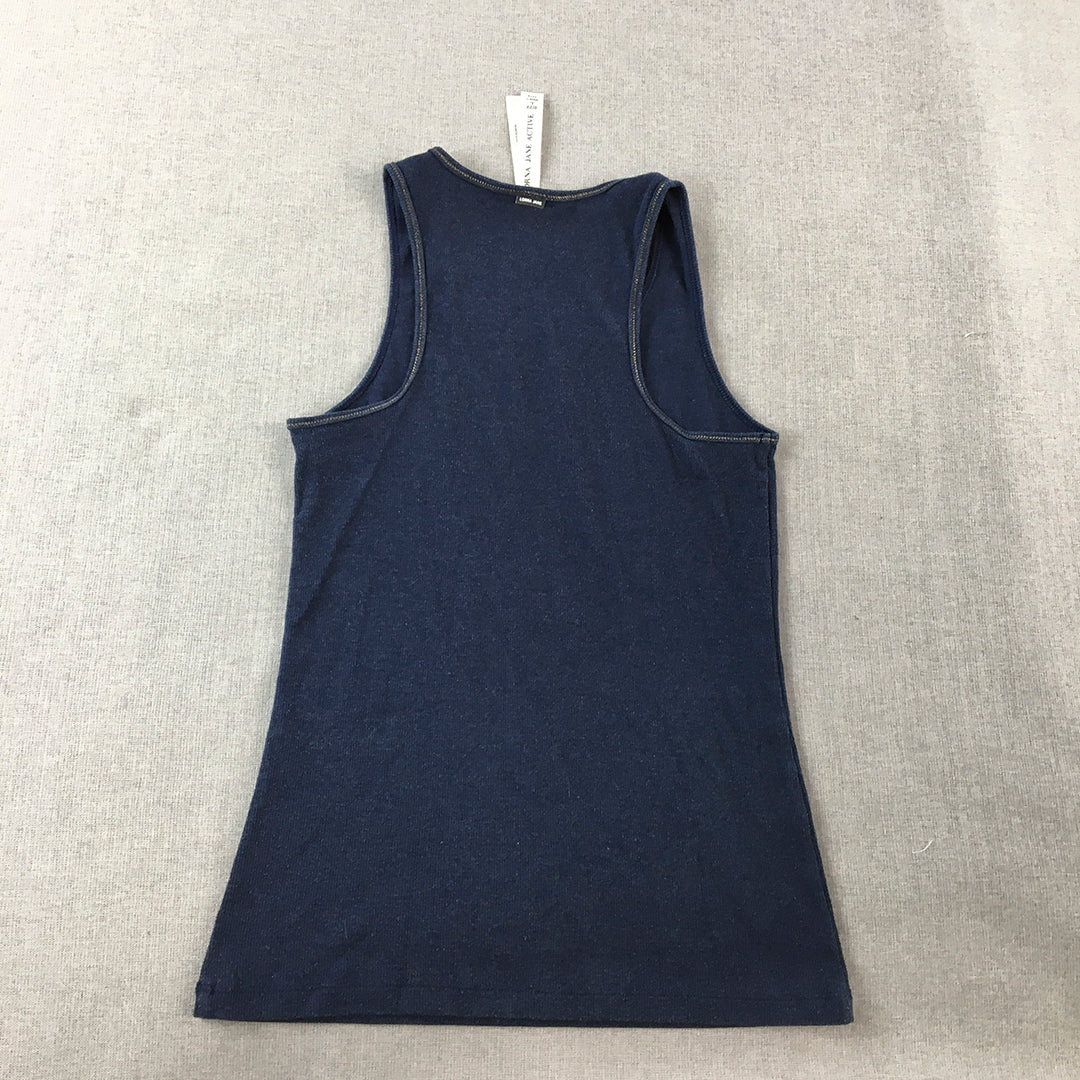 Lorna Jane Womens Tank Top Size L Blue Sleeveless Singlet Shirt