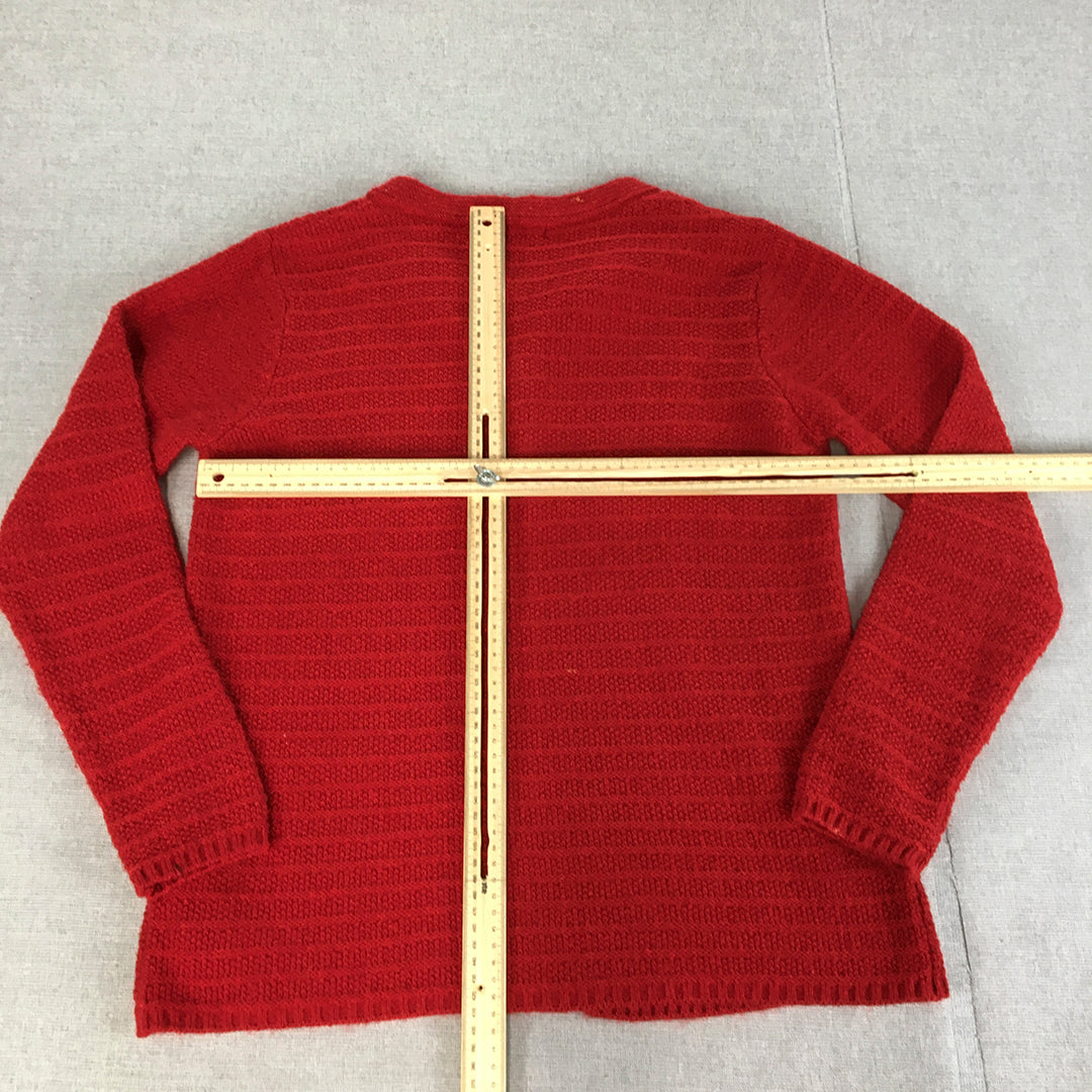 Madame Womens Cardigan Size L Red Button Knit