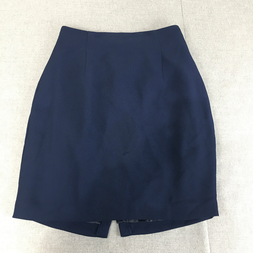 Vintage Lovers Australia Womens Mini Skirt Size 12 Blue Back Slit