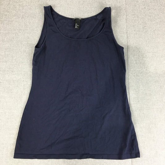 H&M Womens Tank Top Size L Blue Stretch Fabric Sleeveless Singlet Shirt