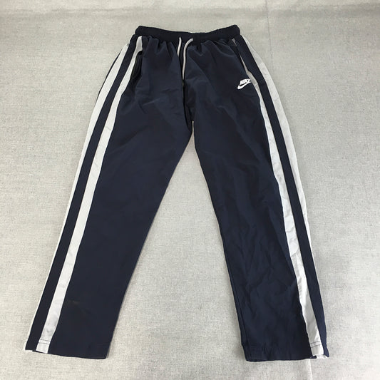 Nike Mens Tracksuit Pants Size L Navy Blue Logo Drawstring Pockets Logo