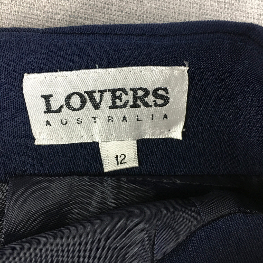 Vintage Lovers Australia Womens Mini Skirt Size 12 Blue Back Slit