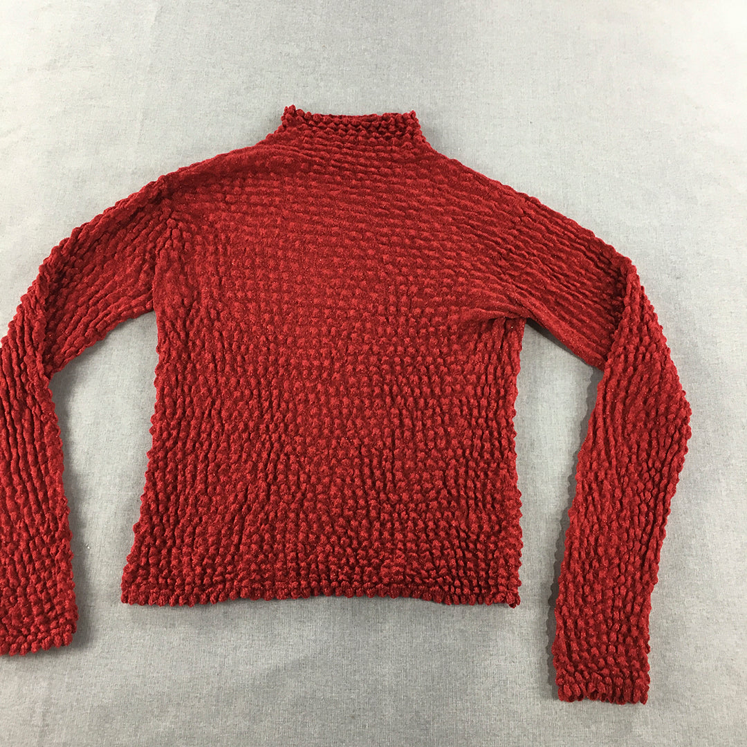 Dusk Petites Womens Wool Sweater Size L Red Knit Pullover Jumper