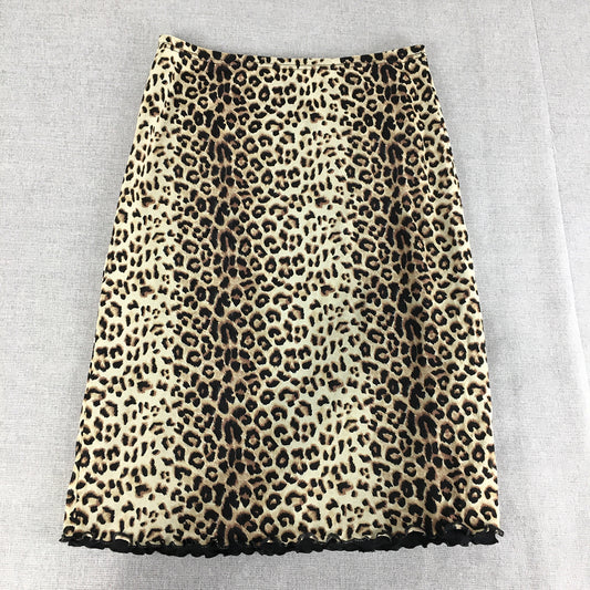 Zig Zag Womens A-Line Skirt Size S Brown Cheetah Print