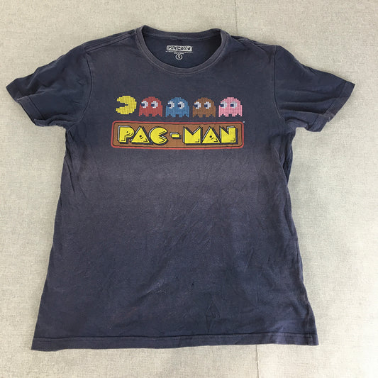 Pac-Man Mens T-Shirt Size S Navy Blue Retro Videogame Short Sleeve Tee