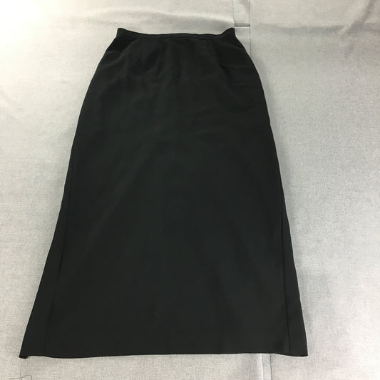 Vintage Laura K Womens Maxi Skirt Size 16 Black A-Line Slit Elastic Waist