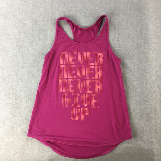 Lorna Jane Womens Tank Top Size S Pink Never Give Up Sleeveless Shirt