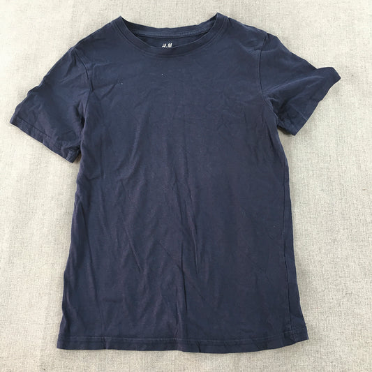 H&M Kids Boys T-Shirt Size 9 - 10 Years Navy Blue Short Sleeve Top