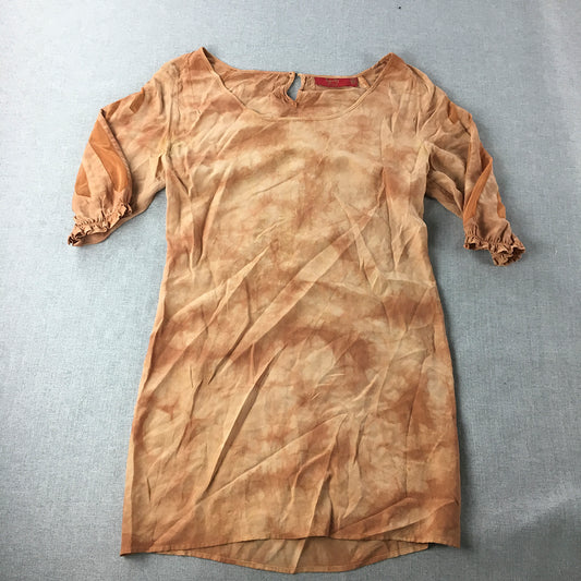 Tigerlily Womens Mini Dress Size 6 Brown Short Sleeve Round Neck