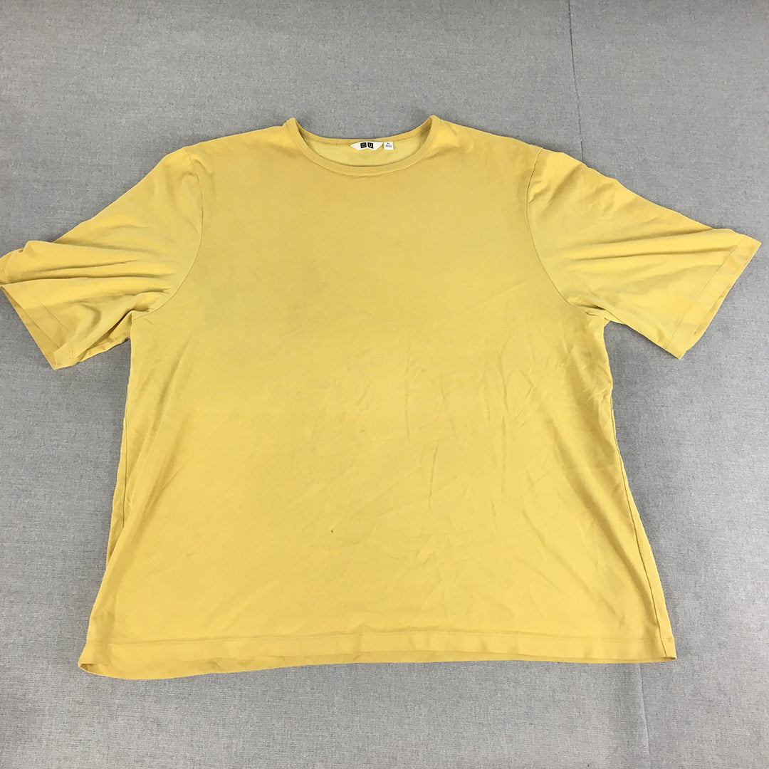 Uniqlo AIRism Womens T-Shirt Size XL Yellow Crew Neck Short Sleeve Top