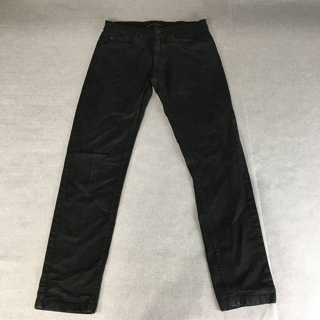 Zara Man Chino Pants Size 31 (W31 x L30) Black Slim Fit Pockets Trousers