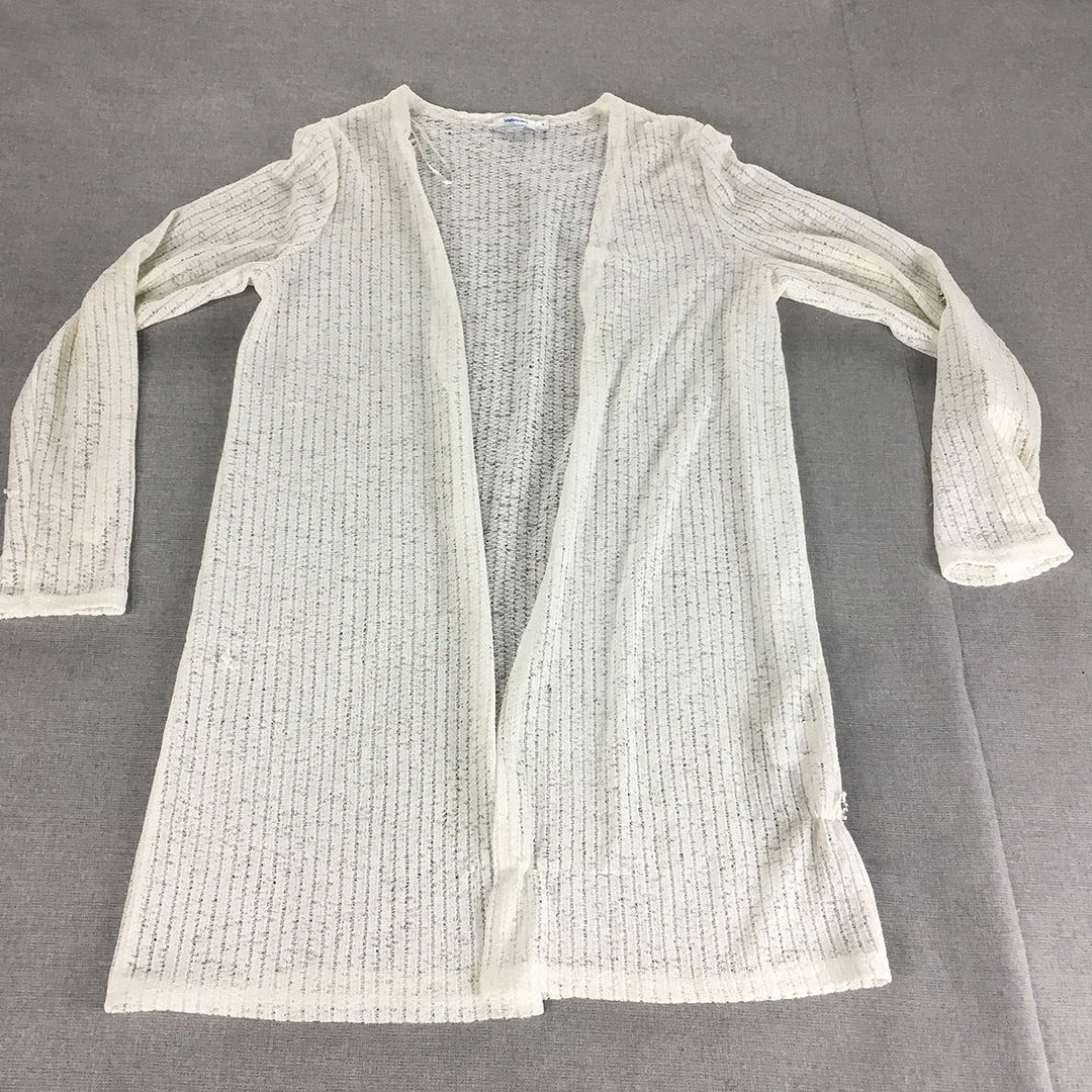 Valleygirl Womens Knit Cardigan Size S White Open-Front